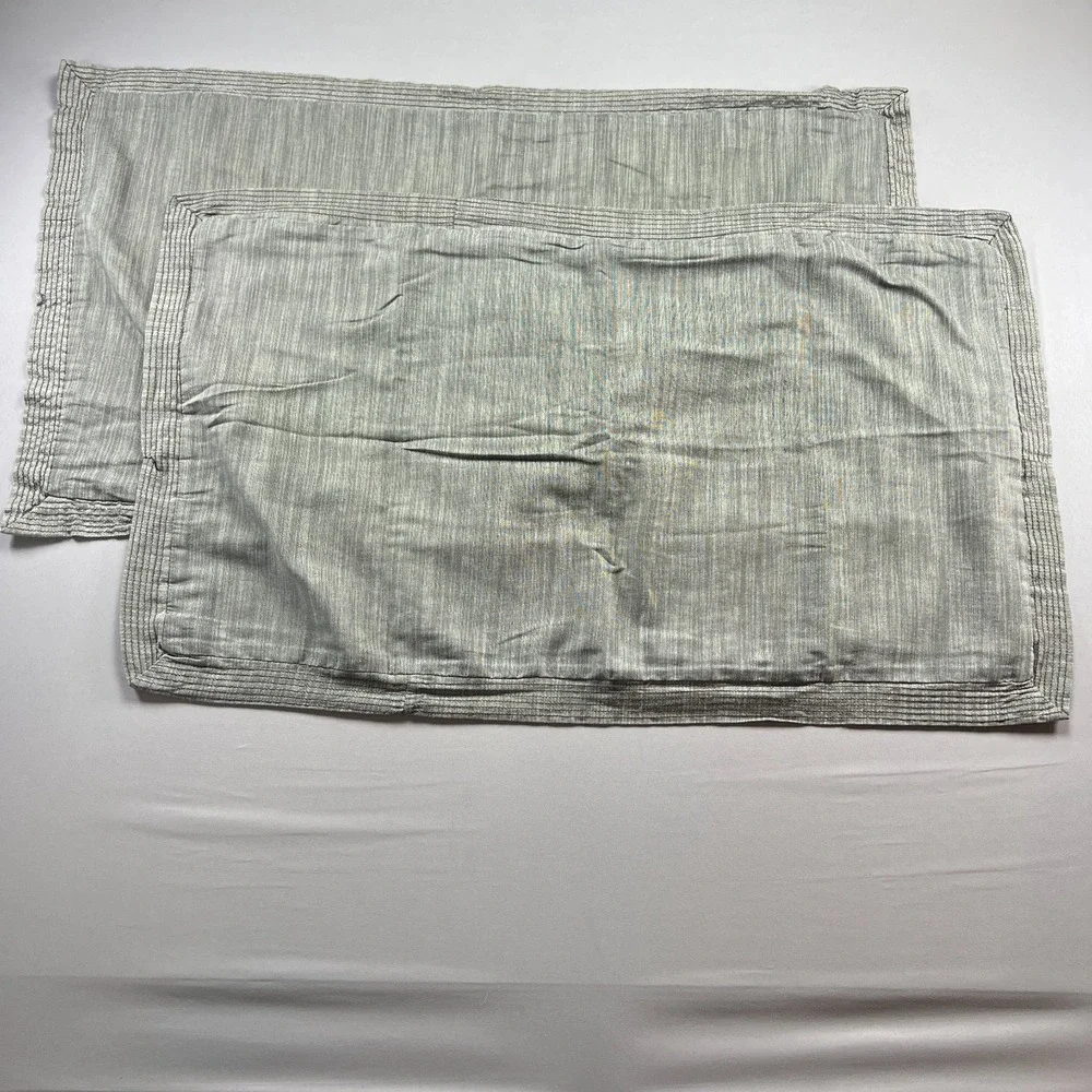 Set Of 2 Threshold King Pillow Shams Gray Cotton Blend Textured Border (21